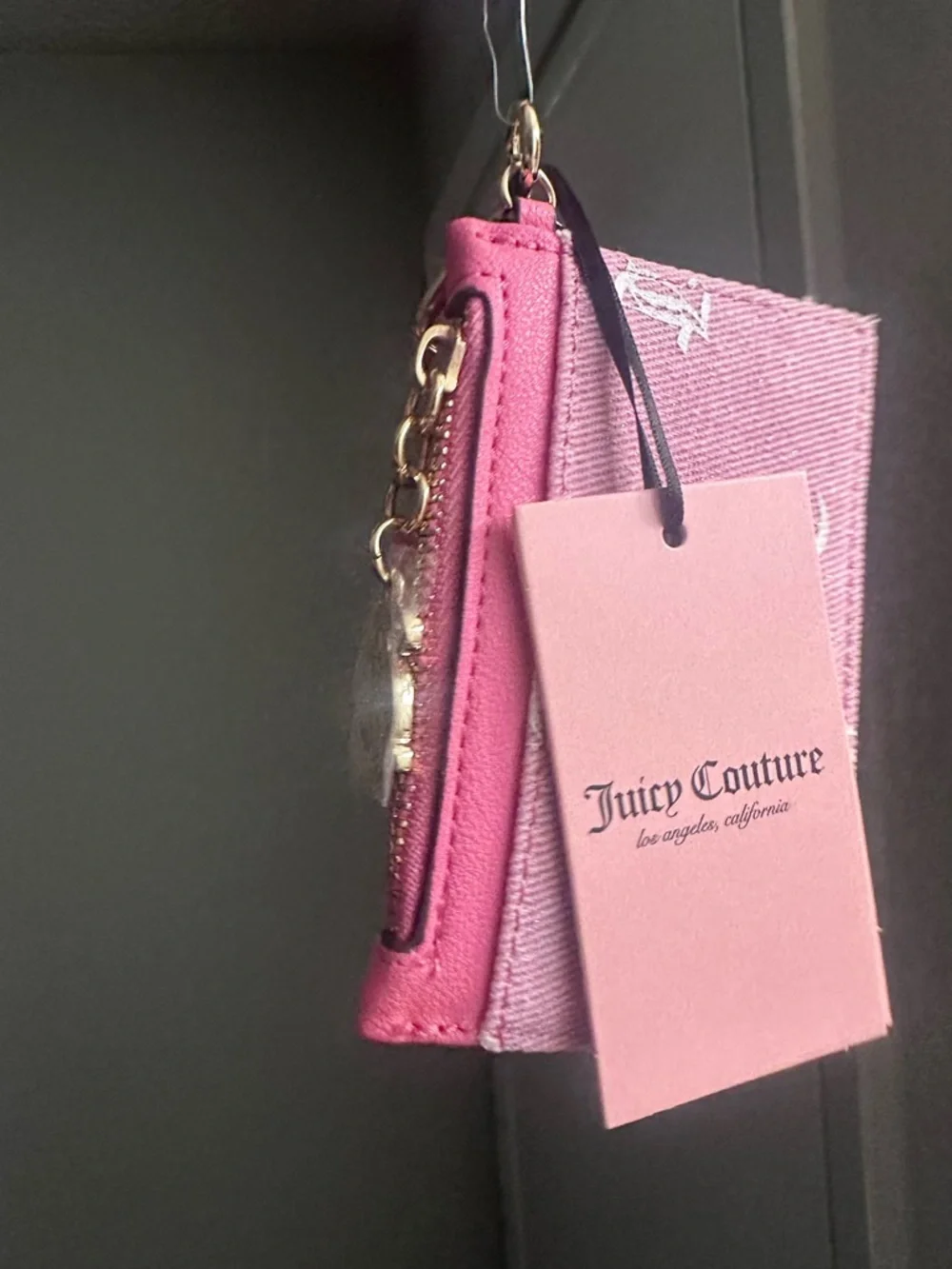 Juicy Couture Pink Two-Tone Heart Accent Shoulder Bag and wallet - Picture 4 of 5